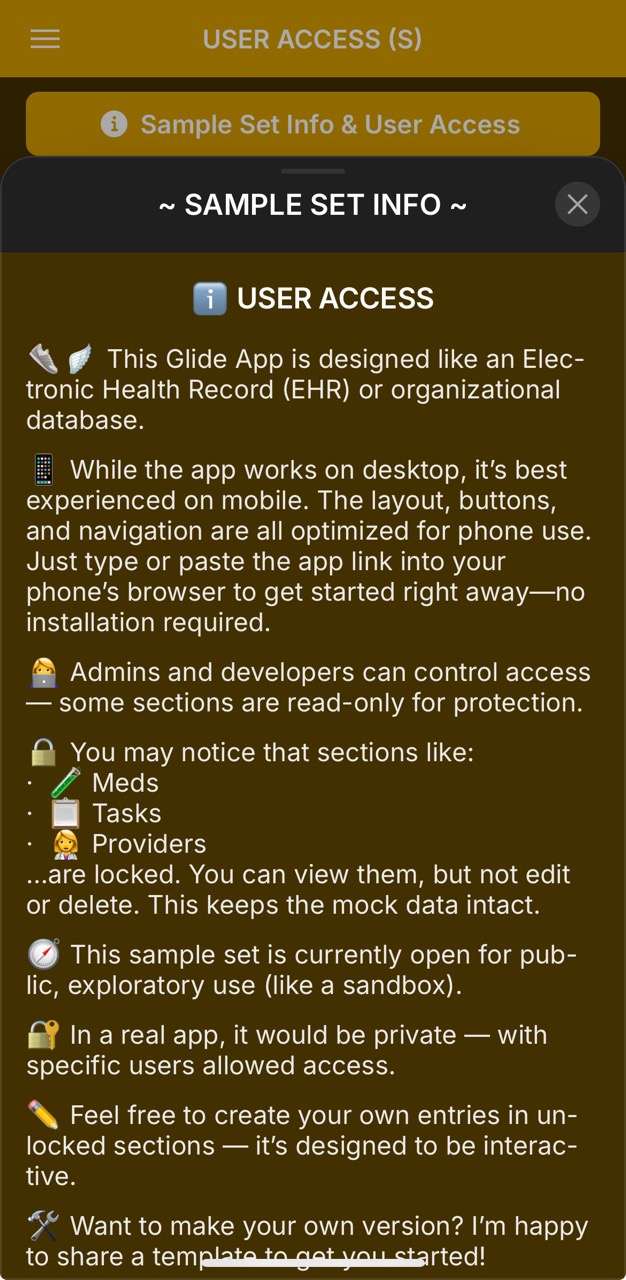 User Access Page (About Info Page)